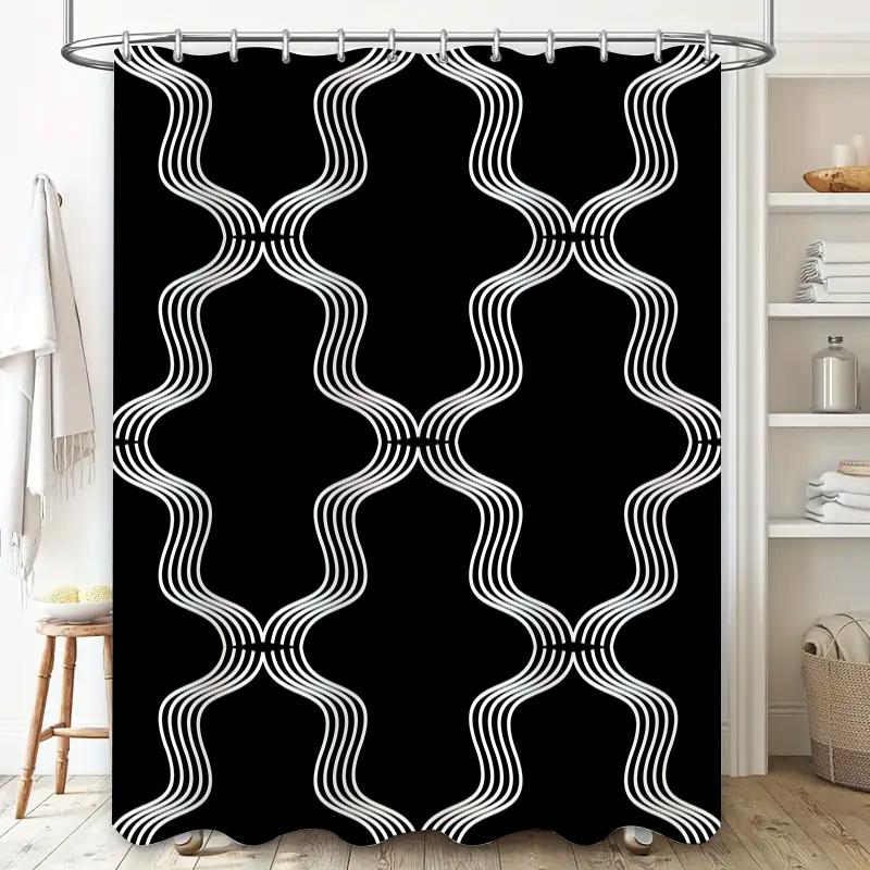 Modern Black White Shower Curtain With Unique Pattern Ideal For Bathroom Decor! (#1596802)