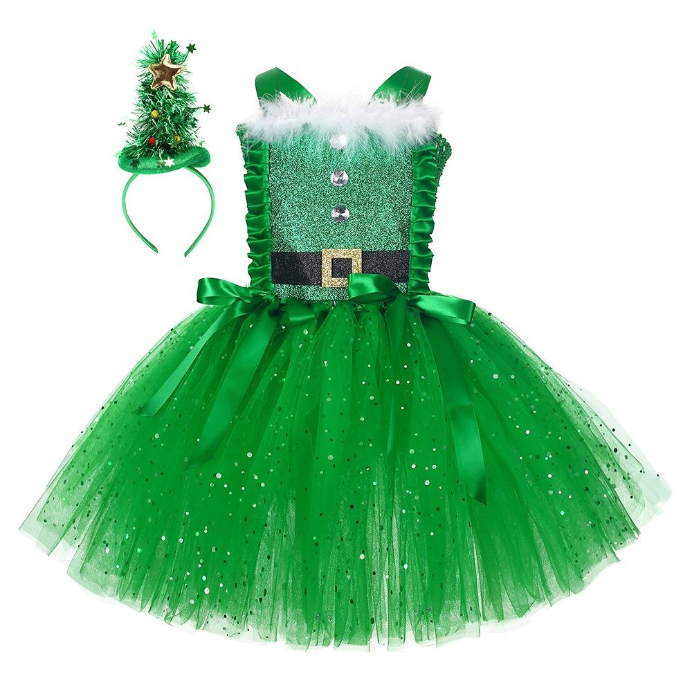 

Очаровательное платье принцессы-эльфа для девочек в европейском и американском стиле из нейлоновой ткани, подходит для возраста 8 лет и старше S зелёный