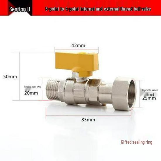 4-6 Point Copper DN15 Union Ball Valve, Thickened, Internal/External Thread, Straight-Through, for Hot/Cold Water Systems