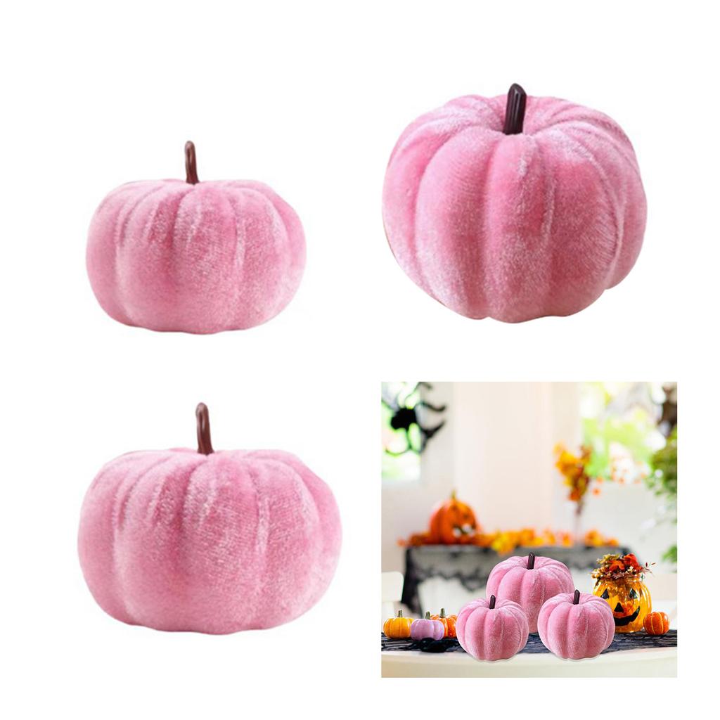 3Pcs Velvety Pumpkin Decoration Artificial Pumpkins For Halloween Christmas Thanksgiving Indoor and Outdoor Decoration
