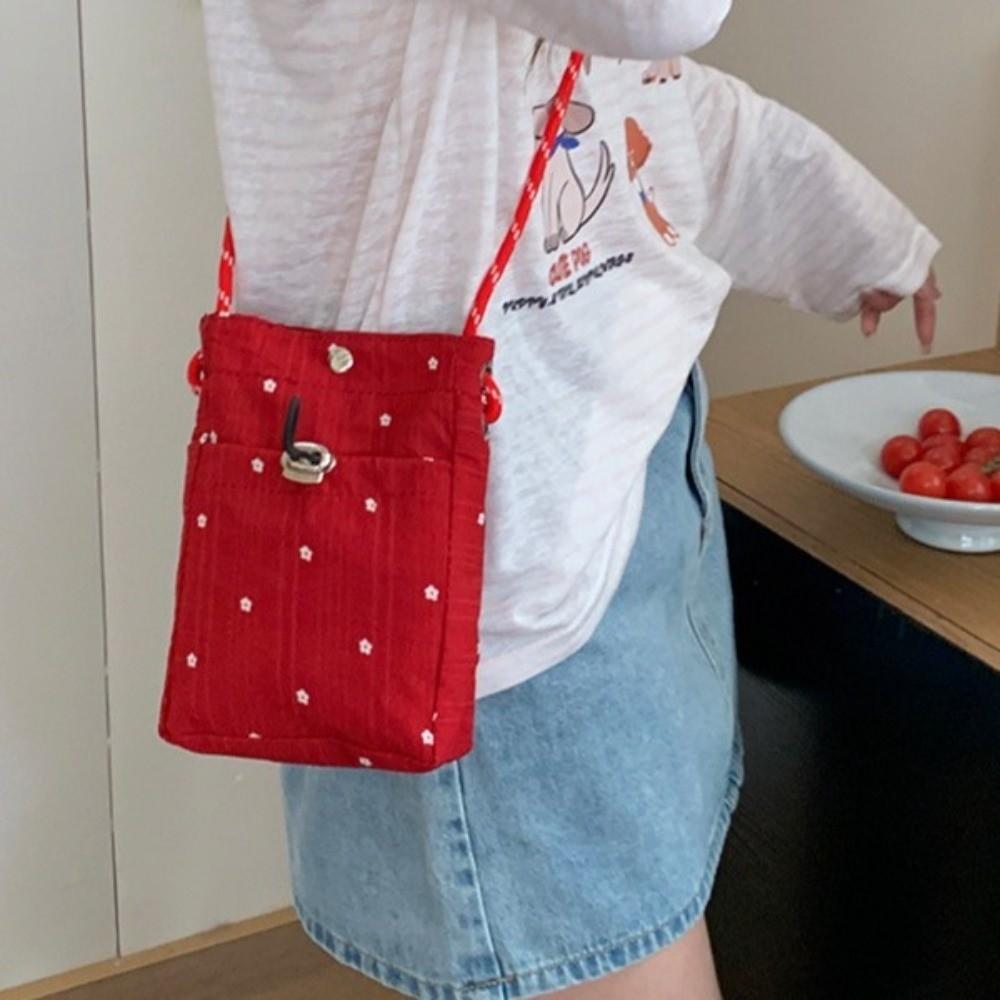 Flower Printed Pleated Cloud Crossbody Bag Lightweight Folded Slant Bag Phone Shoulder Bag Daily