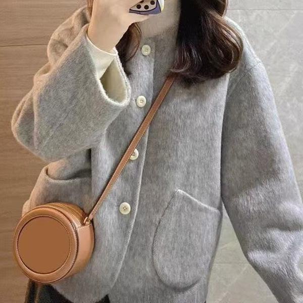 

Women s Gray Plus Velvet Woolen Coat - Autumn/Winter Korean Style, Loose and Versatile, Super Stylish L (120-135 jin) серый
