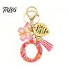 Talos Keychain Pendant, Sequins Initial Letter Charm Key Chain with Butterfly Tassel Stainless Steel Heart Design, A-Z Holder for Bag Purse Backpack