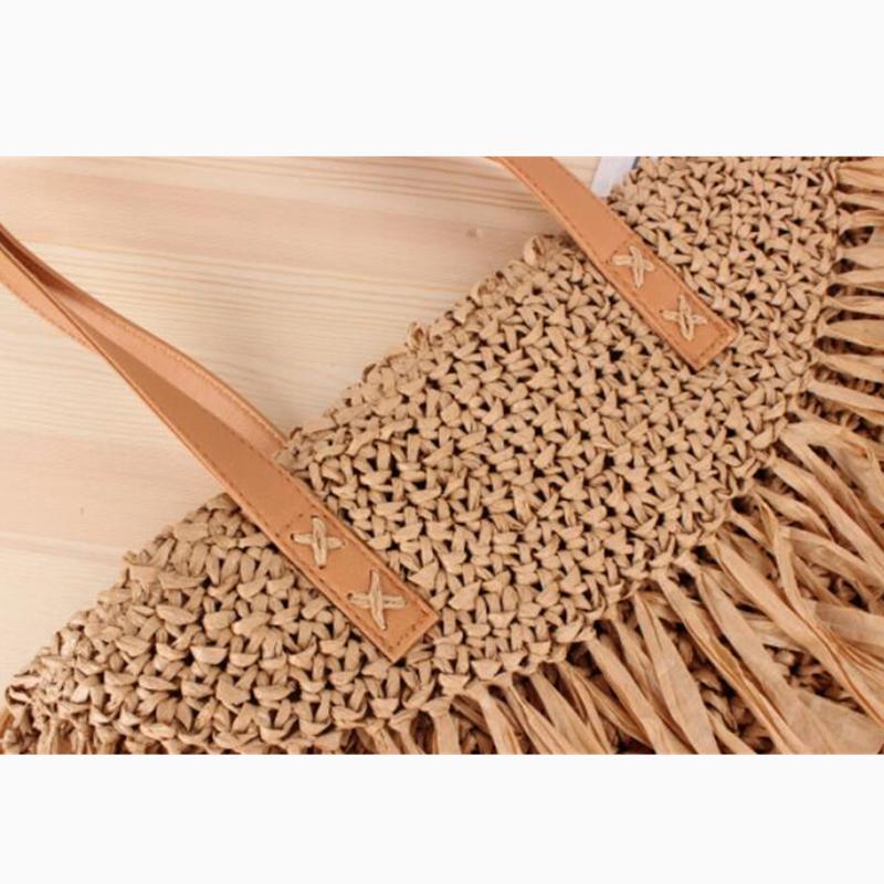 Tassel Beach Bags Round Straw Bag Women Hand Woven Big Large Knitting Handbags Casual Circular Bag Summer New Shoulder Bag