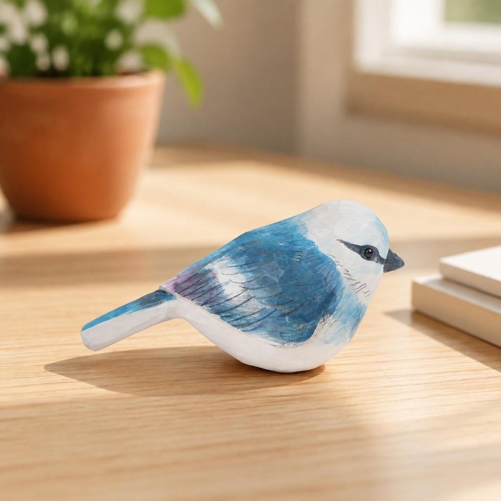 Carved Basswood Bird Ornament Handcrafted Sculpture Wood for