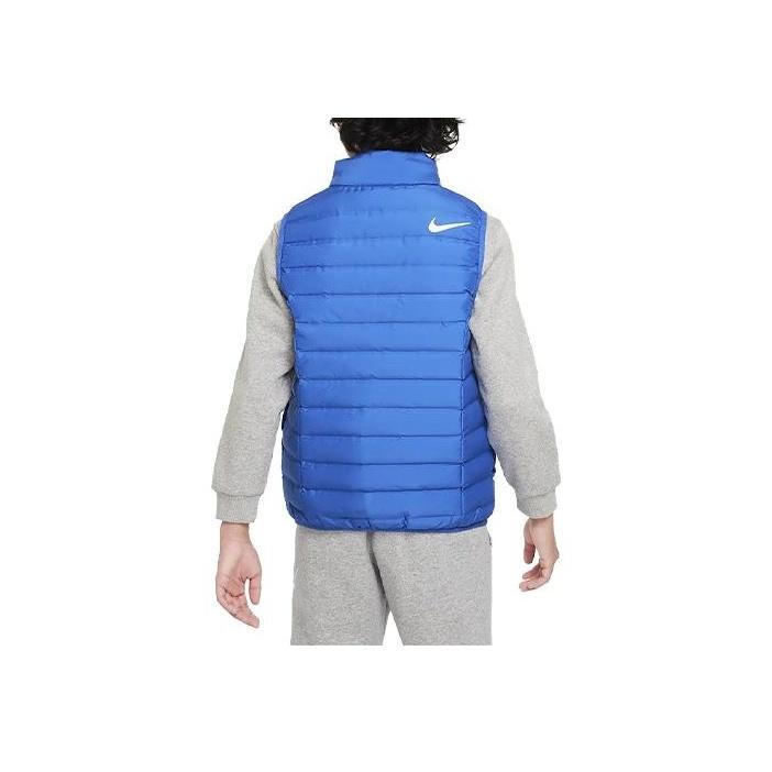 Nike Swoosh Logo Printed Stand Collar Zipper Casual Down Vest Kids vest Blue FV2520-480