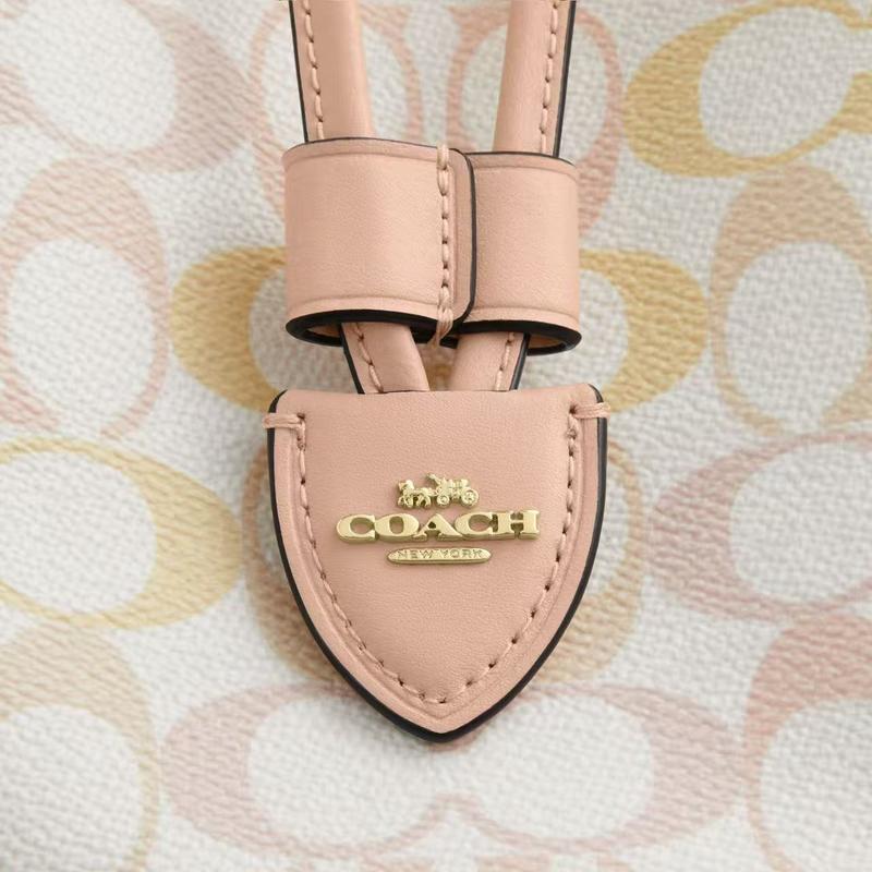 Coach Rowan 22 Classic Printed Detachable Zipper Clutch Artificial Leather Bucket Bag Hand Shoulder Bag Small Women's Candy Color