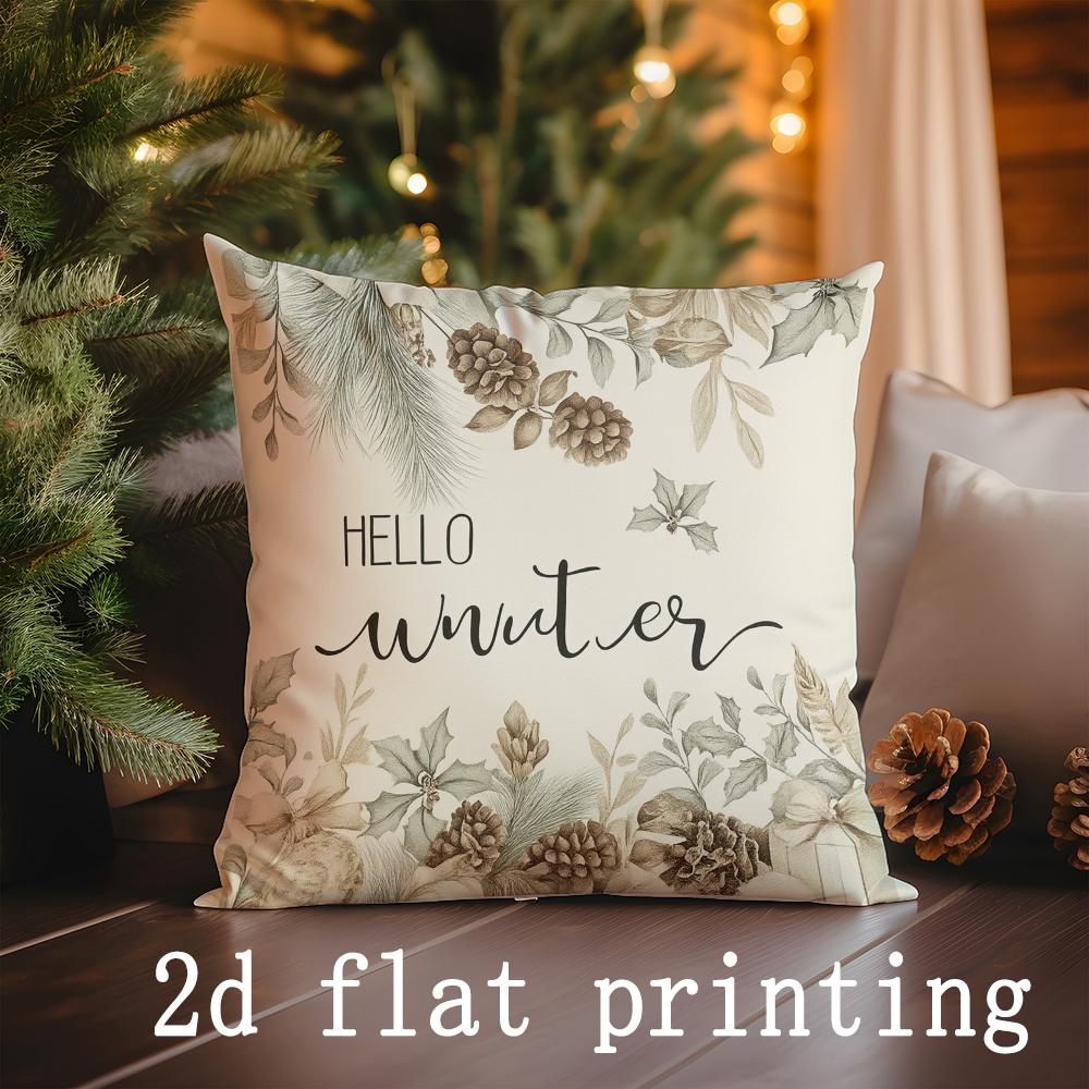 

Home Decor Christmas & Winter Themed Pillow Covers Pattern Cushion Cover Suitable for Sofa Bedroom Car Pillow Cover 16x16Inch