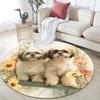 Two Shih Tzus Pattern Round rug,Carpet Rug for Living Room Bedroom Playroom ,Non-slip Floor Mat,Holiday Gifts and Birthday Gifts.