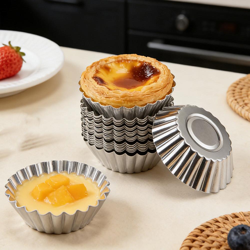 10pcs Aluminum Baking Molds 7.3 X 5 X 2 Cm Egg Tart Cups for Cupcakes Muffins Pies Cookies Chocolates Truffles