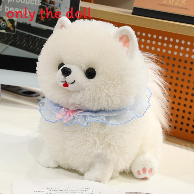 

Cute Lace Scarf Pomeranian Plush Doll Children Companion Toy For Decor Room 25cm