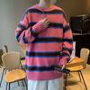 Soft waxy gentle stripes lazy wind autumn and winter new sweater men's loose retro imitation mink velvet sweet and spicy knitted sweater thick