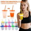 10pcs Per Set Temperature Sensitive 10-Color Changing Cup 16oz Straw Cup Changes Color When Cold Reusable