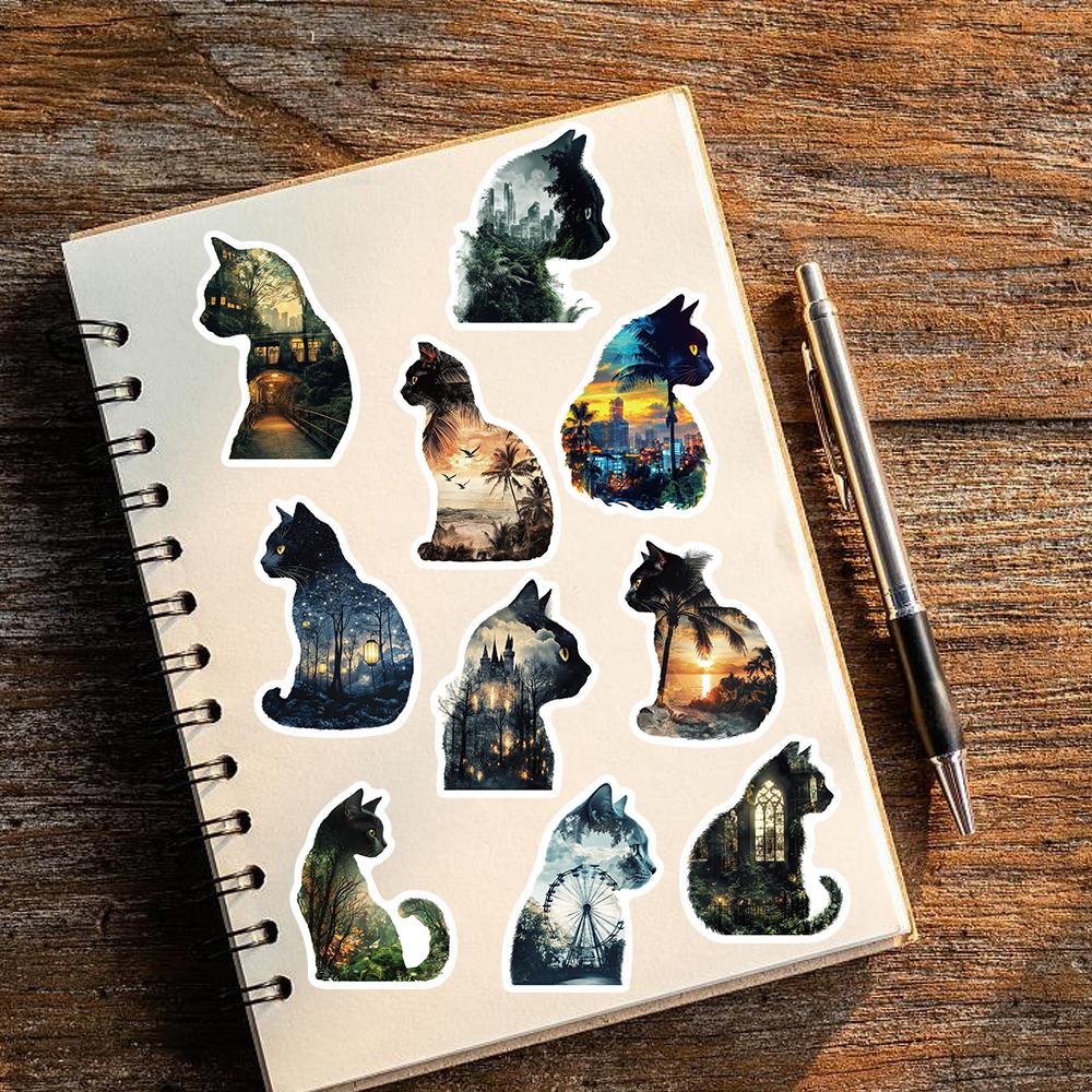 50PCS Cat Print Stickers Scrapbooking Laptop Graffiti Stationery Art Picture Living Room Phone Fashion Skateboard Phone Sticker
