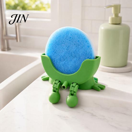 Draining Rack for Kitchen 3D Printed Smiling Face Sponge Holder, Cartoon Character Dish Drying Hollow Diversion Holder with Drainage Design,