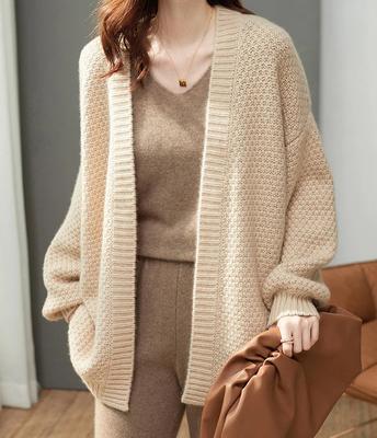 Elegante Lose Langarm Dicken Strickjacke Frauen Herbst Winter Weichen Einfarbig Pullover Koreanische