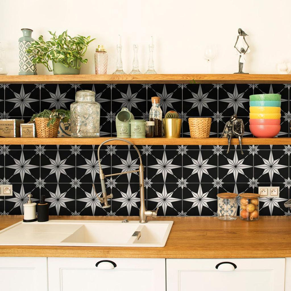 10pcs Bohemian Style Self-Adhesive Tile Wall Stickers,Waterproof Living Room Kitchen Bedroom Wall Decals, Vinyl Wall Stickers, Home Wall Decor