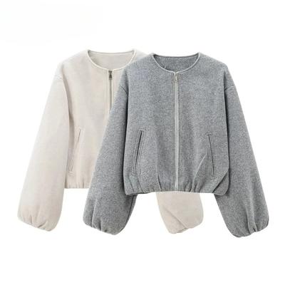 Fleece Bomber Jackets for Women Soft Zipper Woman's Sports Jacket Long Sleeve Cropped Jacket Women Coats Outerwears