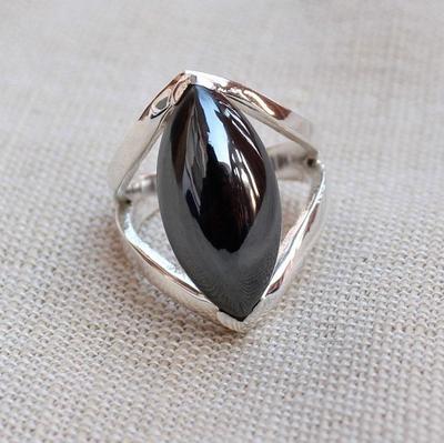 Anillo de Plata de Ley 925 Maciza con Piedra Hematita Hecho a Mano Diseñador para Mujer Regalo Para Ella Boda Compromiso