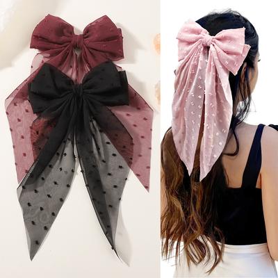 Moda Fiocco Chiffon Fermaglio per Capelli Elegante Donna Solido Molla Fermaglio Spilla per Capelli Retro Fiocco Fermagli per Capelli Semplice Cerchietto Accessori per Capelli Ragazze