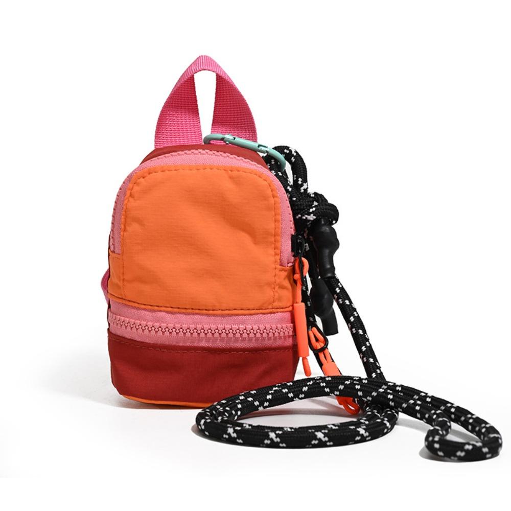 Color-blocked Mini Backpack Coin Purse Colorful Canvas Coin Bag Earphone Storage Bag Daily