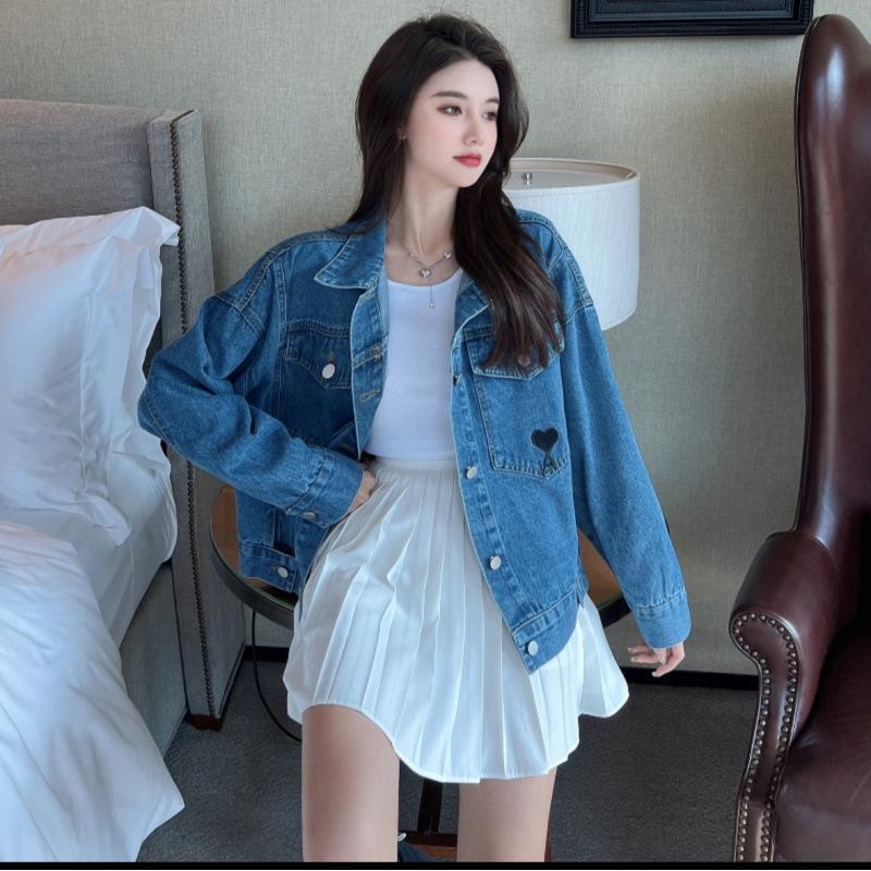 Korean Style Embroidered Loose Denim Jacket for Autumn/Winter