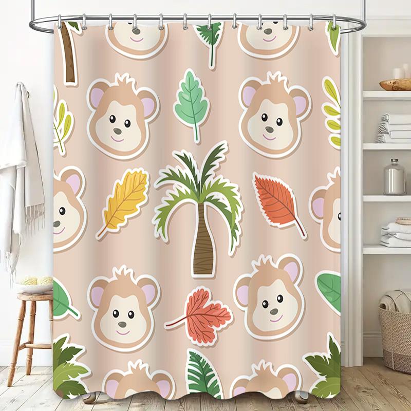 Animal Leaves Bath Shower Curtain Decor for Bathroom Waterproof Home Decoration