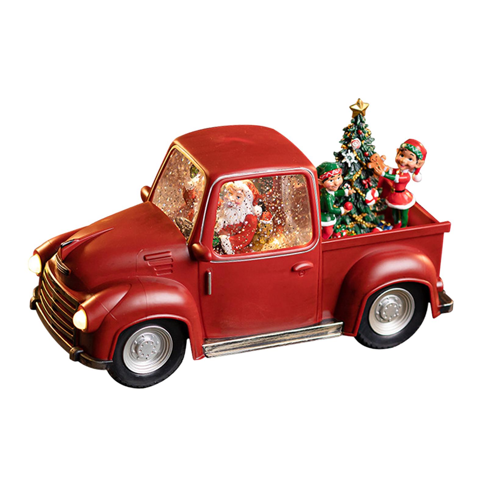 

Christmas Tabletop Decor with Swirling Glitter Vintage Santa Claus Truck Car Model for Coffee Table Indoor Gifts Christmas Xmas