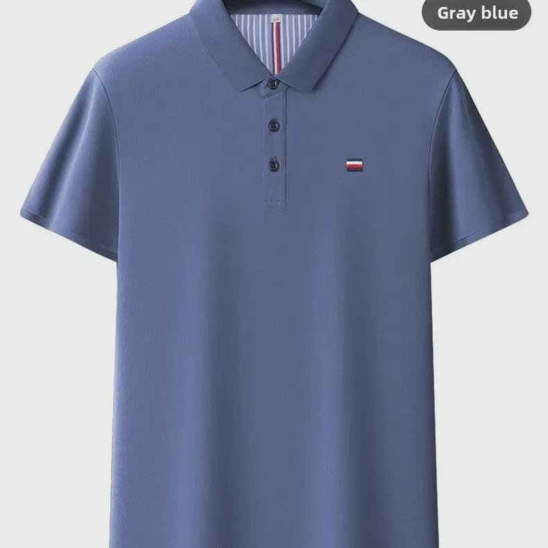 Men's 2024 Summer American Style Embroidered Golf Polo Shirt - Minimalist Short-Sleeved Collared T-Shirt