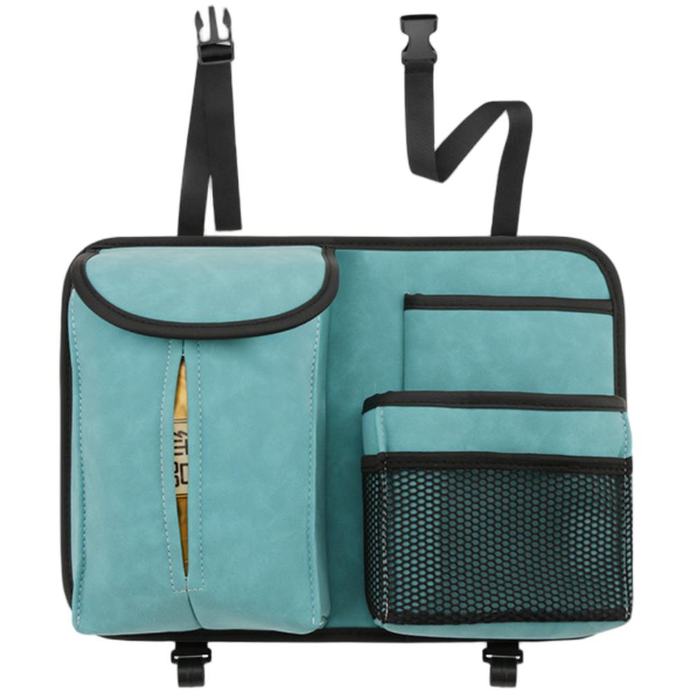 Car Seat Back Organizer Storage Bag with Suede Leather Tissue Holder Hanging Mesh for Car Interior Storage 345x245x58mm