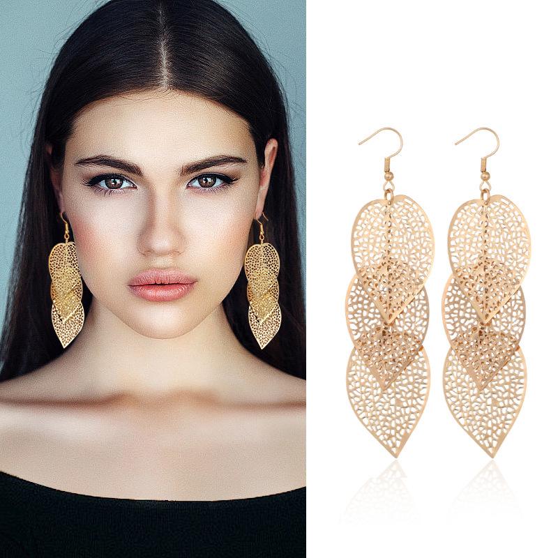 Vintage European & American Bohemian Leaf Dangle Earrings