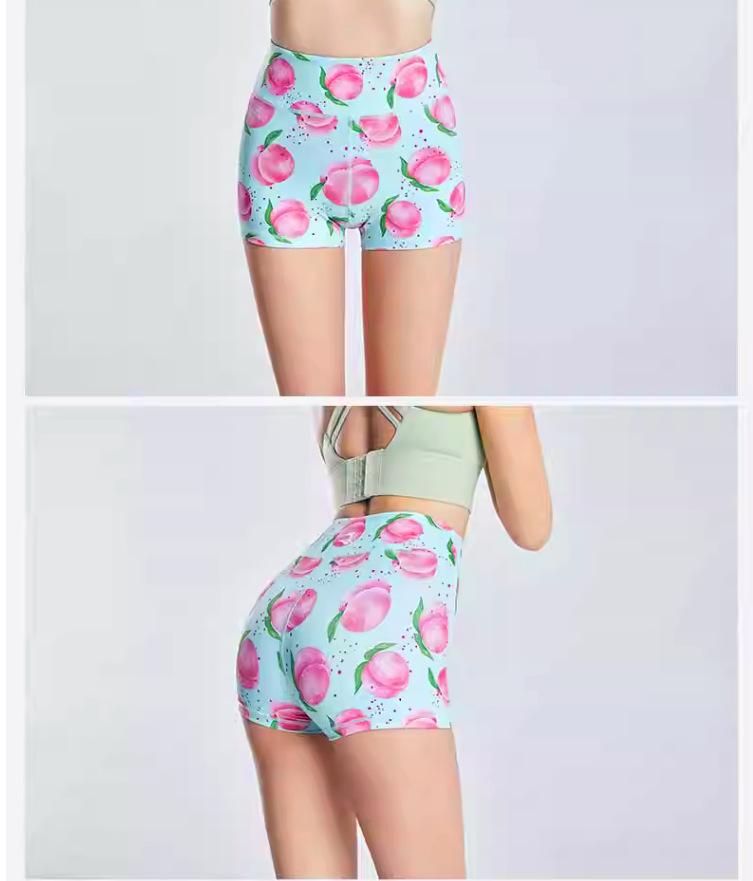 European-American High Waist Printed Sports Yoga Shorts for Women
