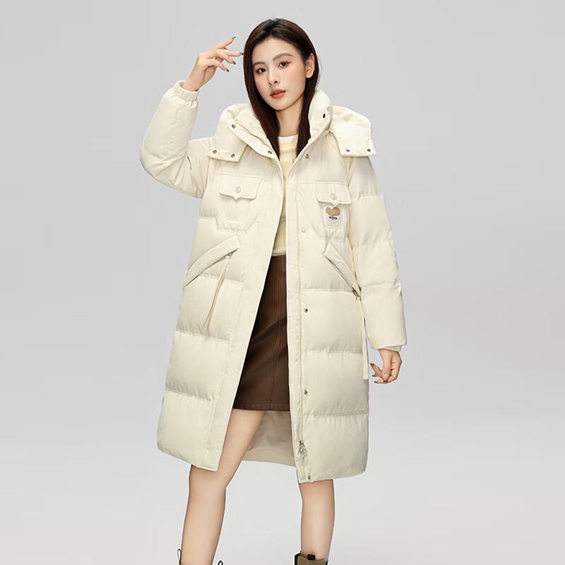 Women's Snow Flying 2025 Detachable Hood Long Down Jacket