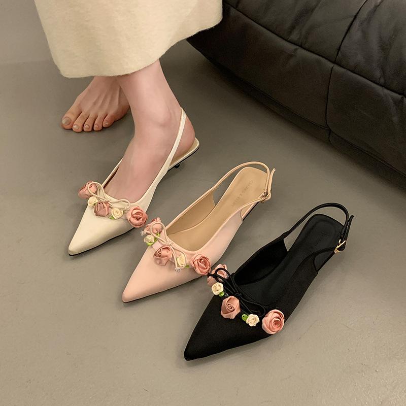 Summer New French Style Flower Shoes with High Heels and Exquisite Sandals for Women