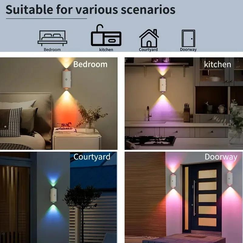 4 Pezzi Luce Notturna LED Intelligente con Sensore di Movimento Ricaricabile USB Lampada Ambientale Gradiente RGB per Camera da Letto Scrivania Armadio Decorazione Lampada da Parete
