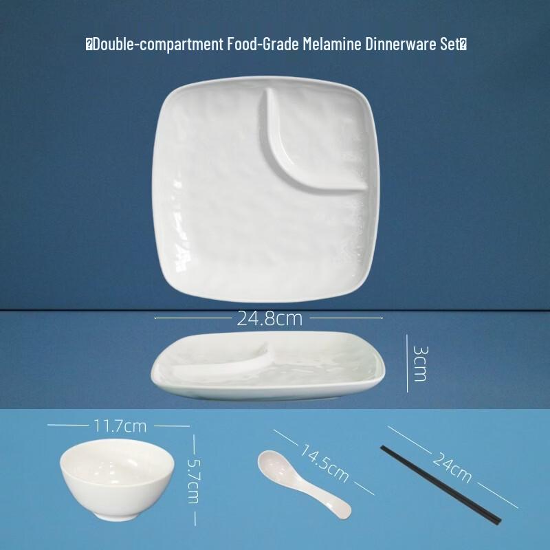 10-inch White Melamine Two-Compartment Divided Plates - Set of 10