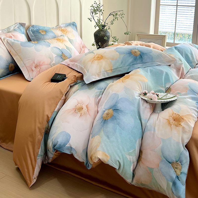 Pure Cotton Fresh Style Bedding Set: Modern Minimalist Duvet Cover, Sheet & Fitted Sheet for Spring/Summer