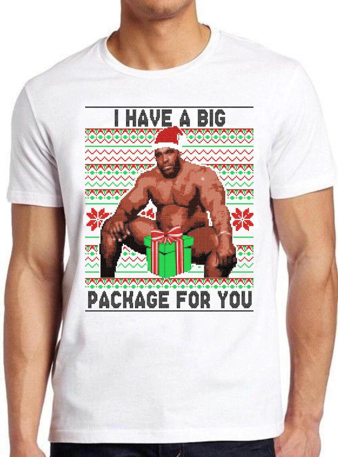 Barry Sitting On A Bed Big Package Ugly Christmas Xmas Gift Tee T Shirt C1292 S