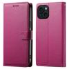 DF-012 For iPhone 15 Case Litchi Texture Leather Magnetic Clasp Wallet Stand Phone Cover