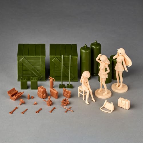 Kaiyodo ARTPLA Girls & Panzer Final Chapter Garage Set [B] 1/24 Scale Unpainted Plastic Model Kit