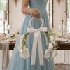 Satin Bowknot Wedding Flowers White Blossom Top Handle Bouquet Bridal Bouquet  Engagement Party