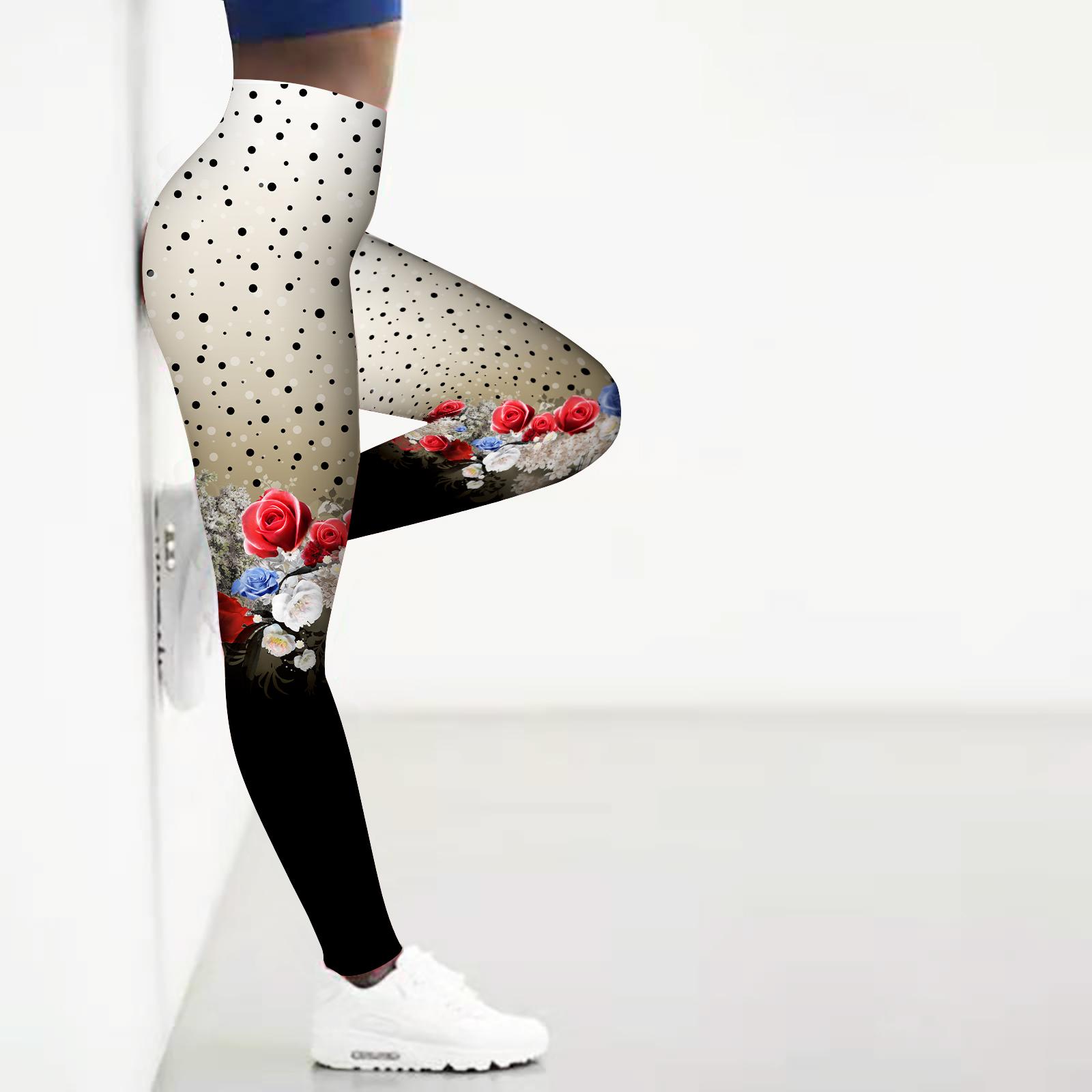 

Womens Blue Hollow Flower Prints Stretch Yoga Leggings Fitness Running Gym Sports Active Pants 8XL коричневий