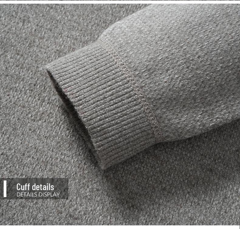 2025 Winter Men's High-End Fashion Knitted Sweater, Plus Velvet Thickened Long Sleeve Base Layer