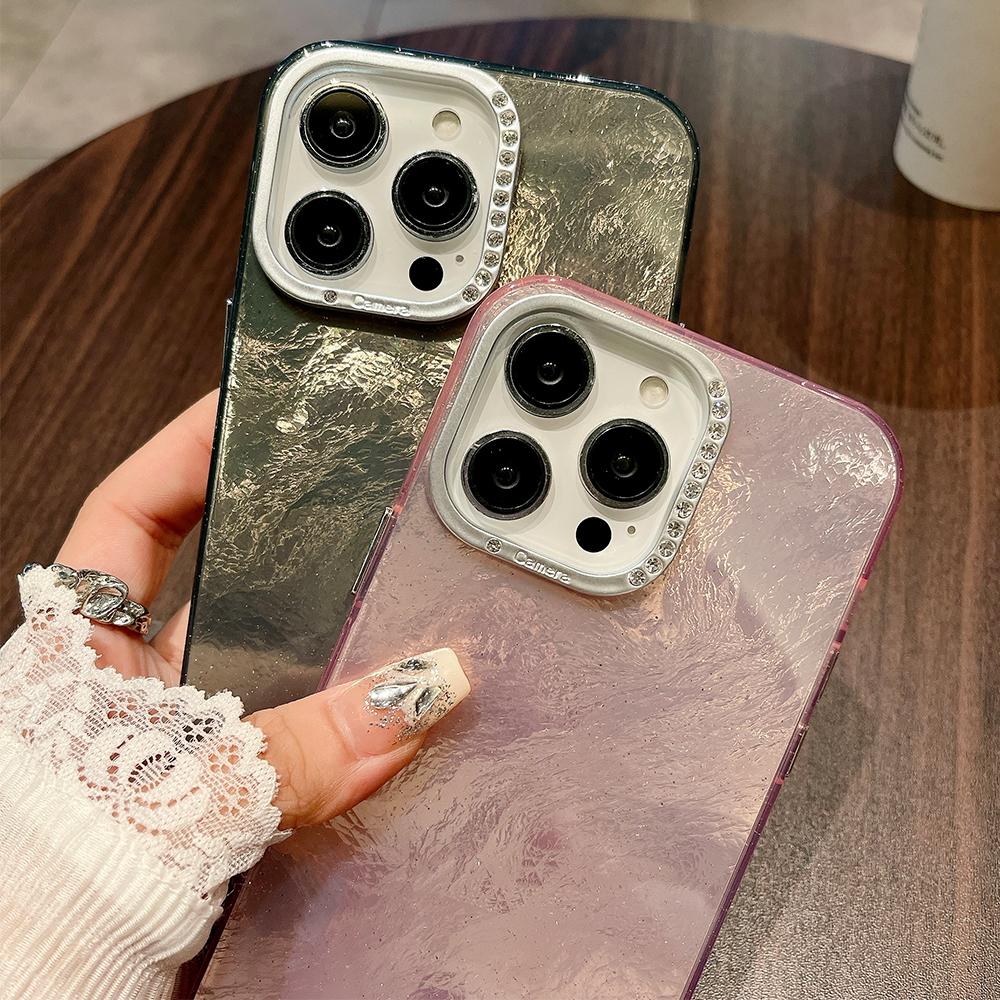 Colorful Iceberg tin foil pattern rugged phone case for iPhone 15 14 13 12 11 Pro Max diamond lens frame shockproof hard cover