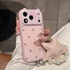 Girl powder is suitable for contrasting color polka dots Apple 17promax mobile phone case cat ears 14PM with lanyard iPhone16