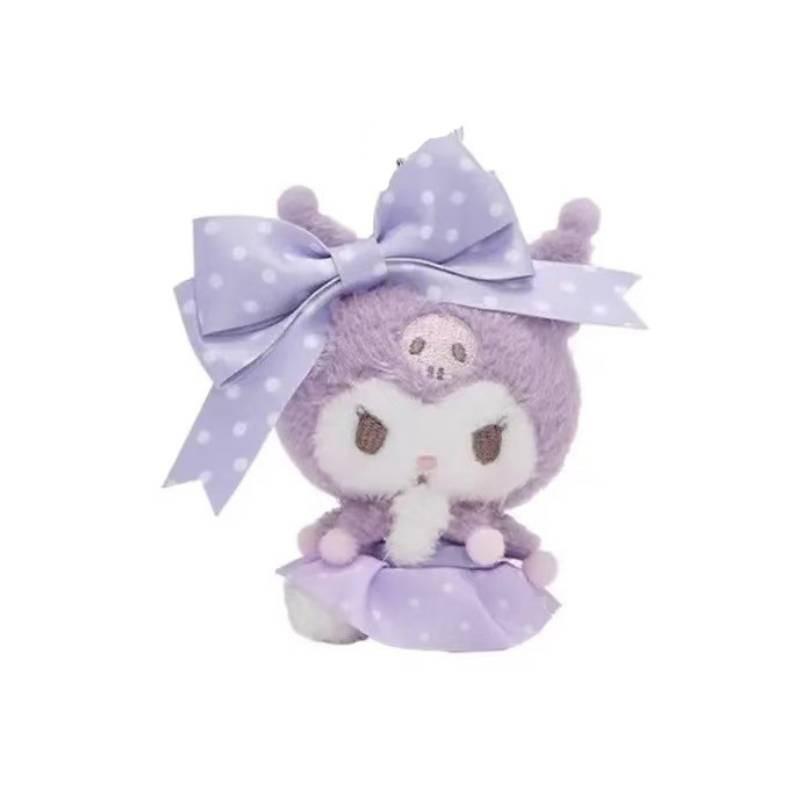 Sanrio Kuromi Cartoon Plush Keychain With Polka Dot Bow For Backpack Decoration Kuromi