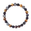 Festive Gifts Tiger Eye Black Onyx And Hematite Hexagonal Beaded Bracelet Bold Fashion Jewelry For Men Daily Wear Simple Versatile Accessory