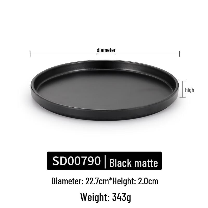 Black Frosted Melamine Dinner Plate