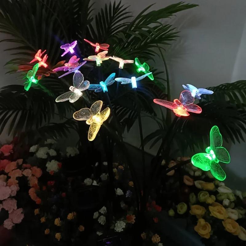 1PC 6LED Solar Butterfly Garden Stake Lights Outdoor Waterproof Solar Powered Decorative Light for Yard Patio Pathway Decoration