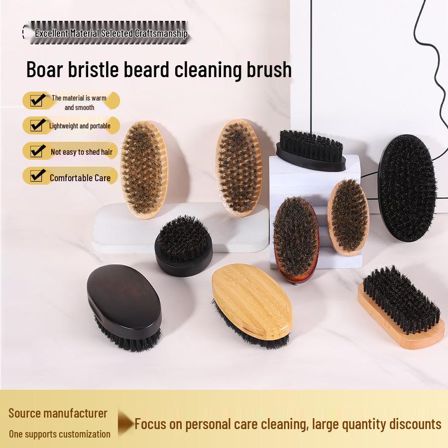 Beech Wood Boar Bristle Men's Beard Styling Brush